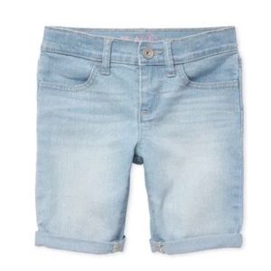 Roll Cuff Skimmer Shorts Light Blue